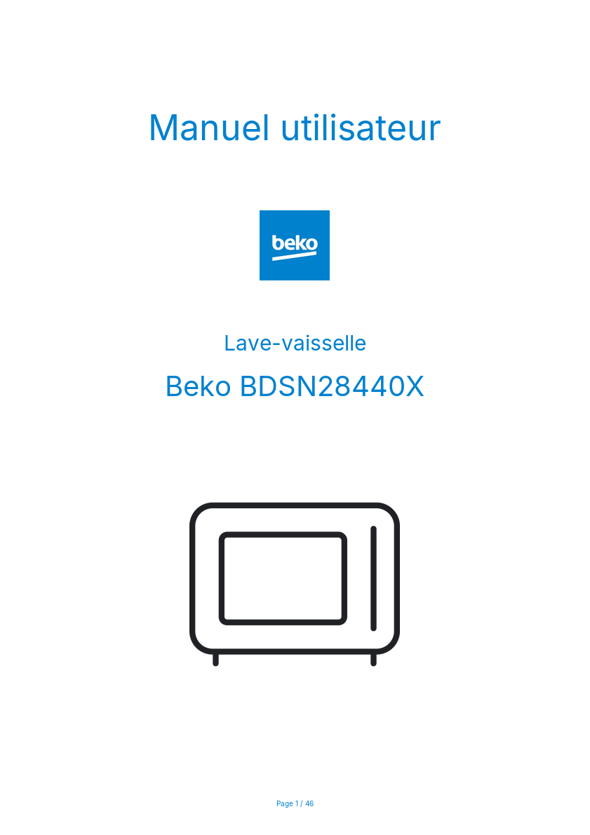 Image de la première page du manuel de l'appareil BDSN28440X