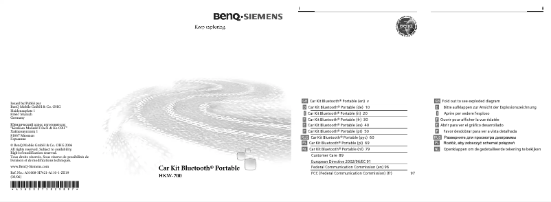 Image de la première page du manuel de l'appareil Car Kit Bluetooth Portable HKW-700