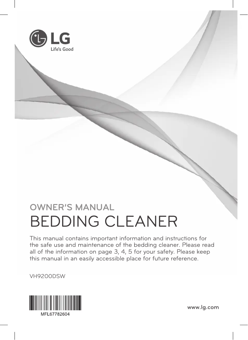 Page 1 de la notice Manuel utilisateur LG VH9200DSW