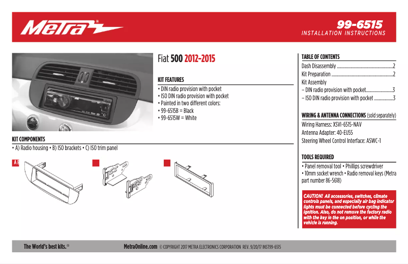 Page n°1 - Manuel utilisateur Metra 99-6515