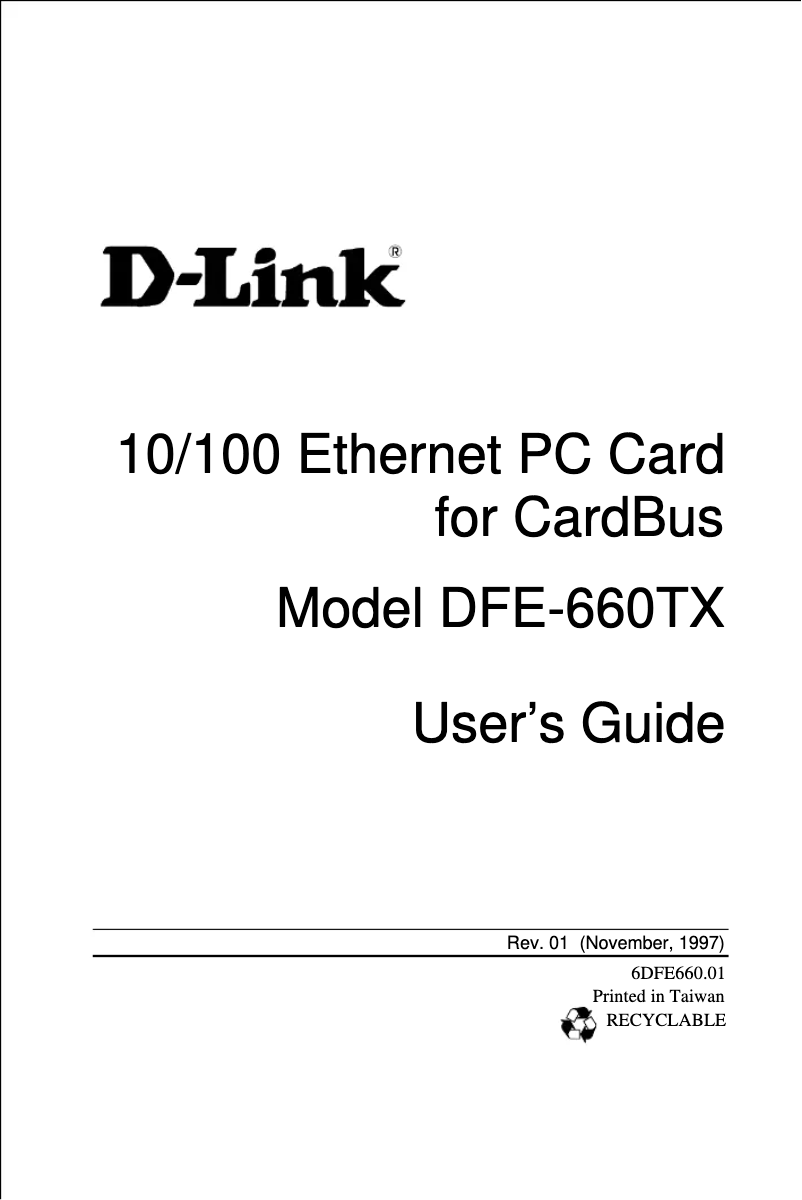 Page 1 de la notice Manuel utilisateur D-Link DFE-660TX