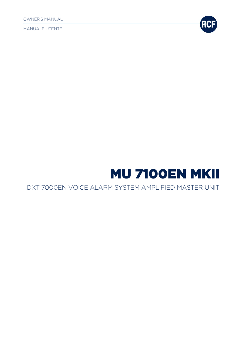 Image de la première page du manuel de l'appareil MU 7100EN MKII