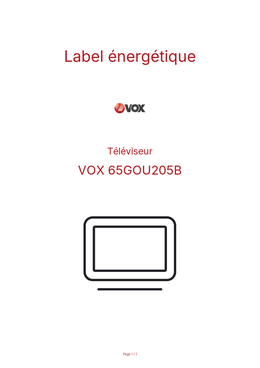 Image de la première page du manuel de l'appareil 65GOU205B