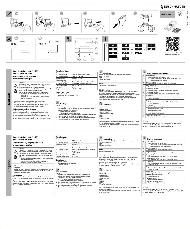 Page 1 de la notice Manuel utilisateur Busch-Jaeger 2CKA006134A0324