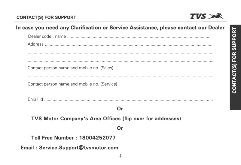 Page 1 de la notice Manuel utilisateur TVS Phoenix 125 (2015)