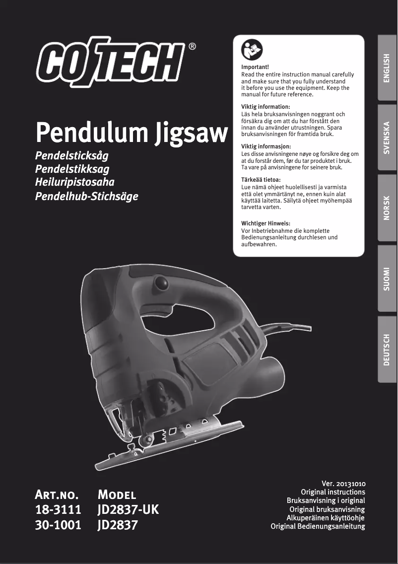 Image de la première page du manuel de l'appareil JD2837