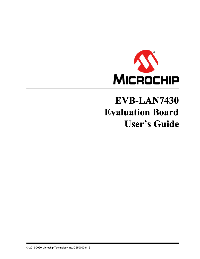 Page 1 de la notice Manuel utilisateur Microchip EVB-LAN7430