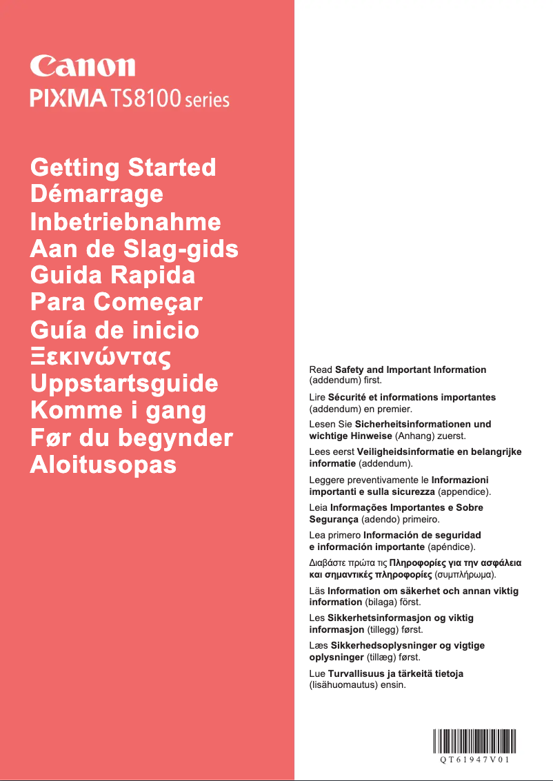 Image de la première page du manuel de l'appareil Pixma TS8152