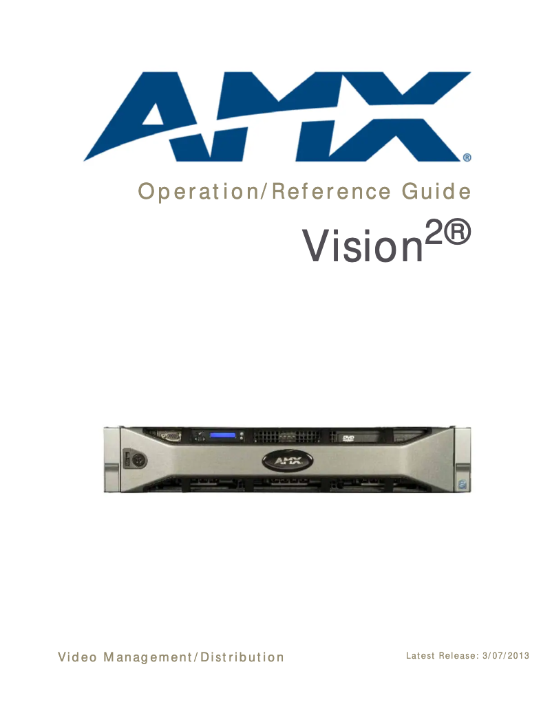 Page 1 de la notice Manuel utilisateur AMX Vision² Master 3TB
