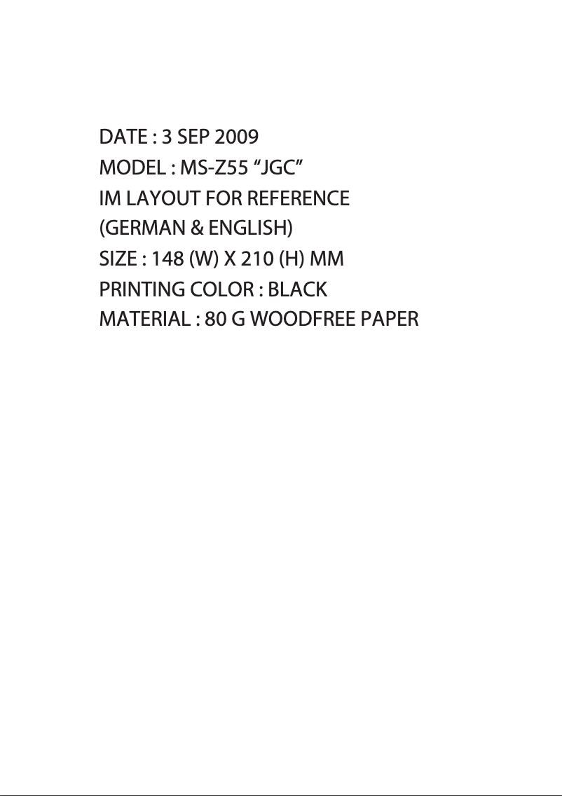 Page n°1 - Manuel utilisateur JGC MS-Z55