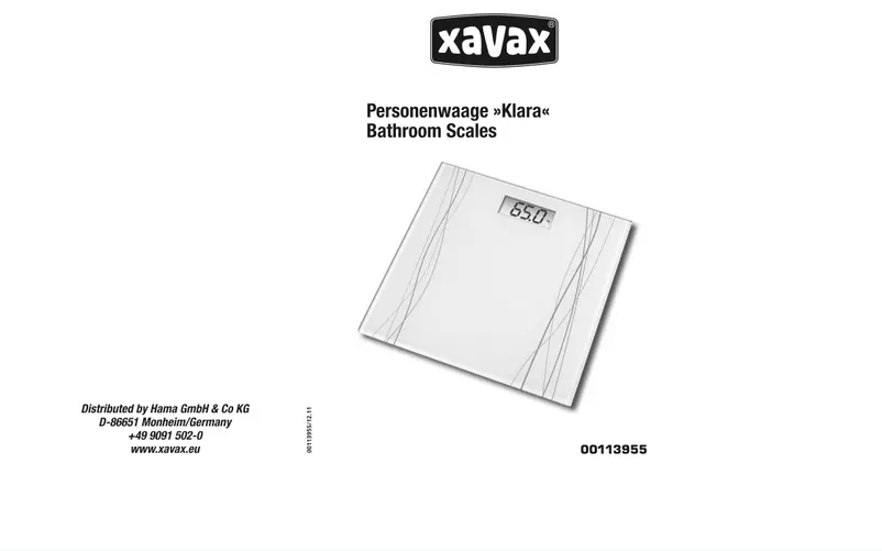 Page 1 de la notice Manuel utilisateur Xavax Klara