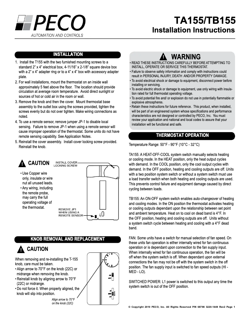 Image de la première page du manuel de l'appareil TA155-046