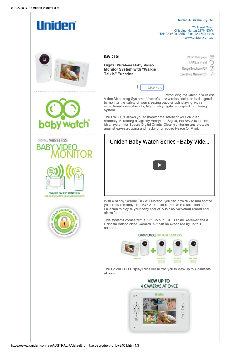 Page n°1 - Manuel utilisateur Uniden BW 2101