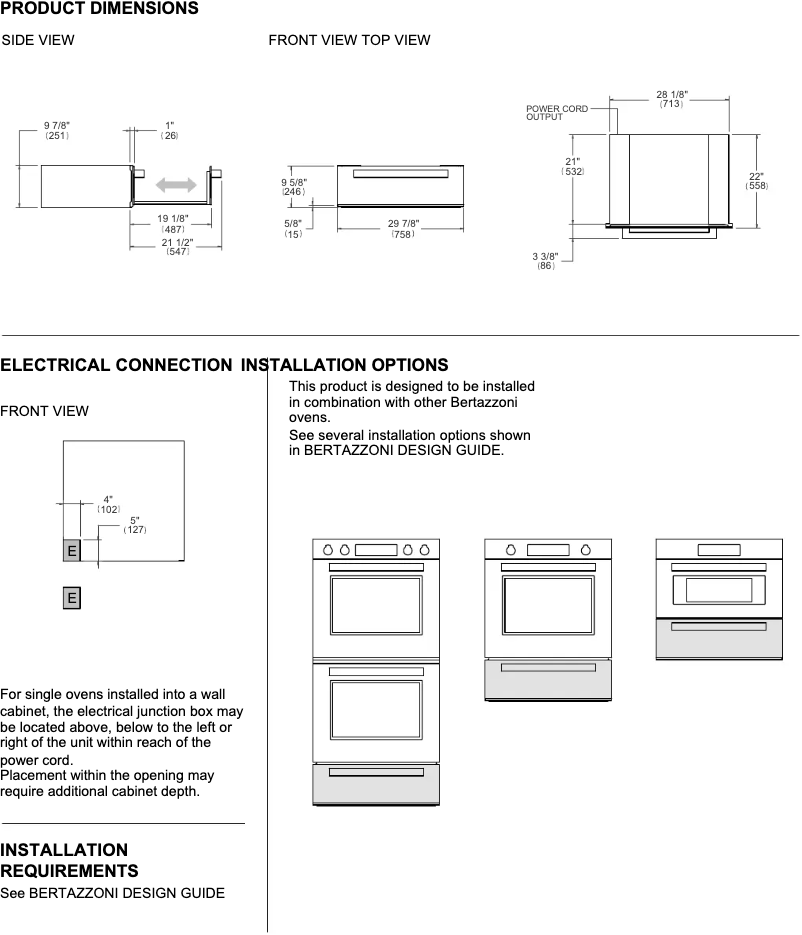 Page n°1 - Instructions / montage Bertazzoni PROF30WDEX