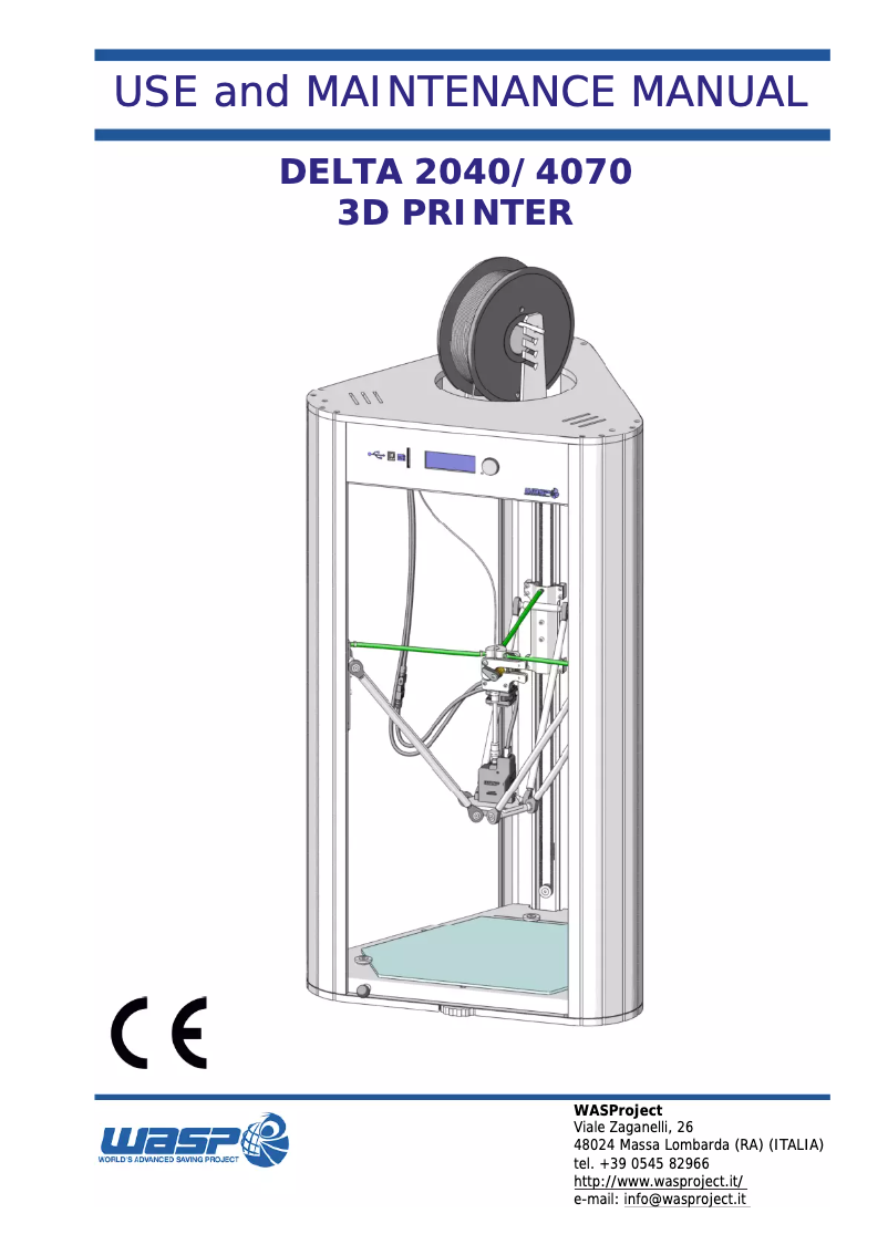 Page 1 de la notice Manuel utilisateur Wasp Delta 2040