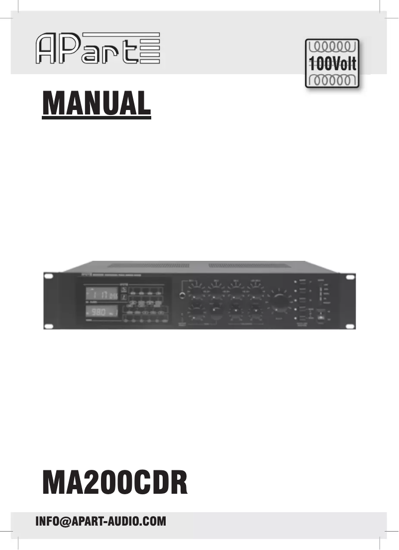 Page 1 of the manual User Manual APart MA200CDR