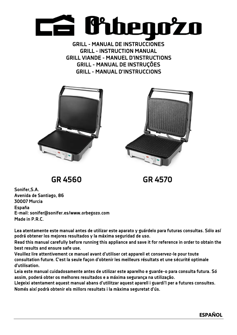 Image de la première page du manuel de l'appareil GR 4560