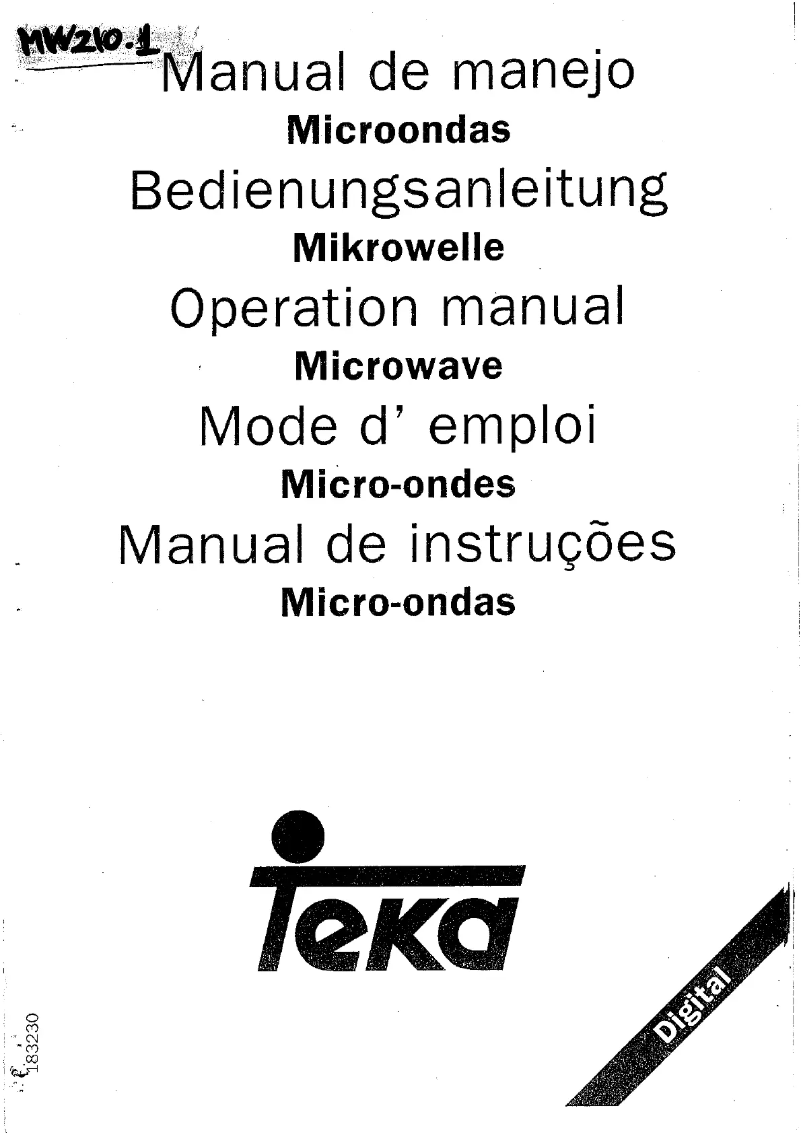 Page n°1 - Manuel utilisateur Teka MW 210.1
