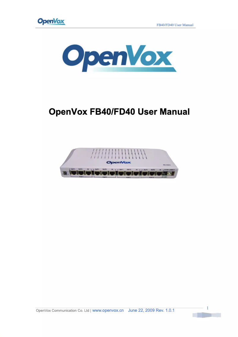 Page n°1 - Manuel utilisateur OpenVox FD40