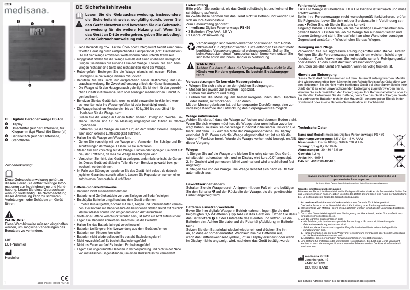 Image de la première page du manuel de l'appareil PS 450