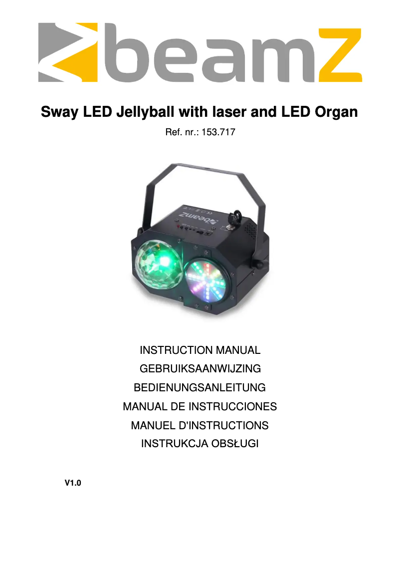 Page 1 de la notice Manuel utilisateur BeamZ Sway LED Jellyball
