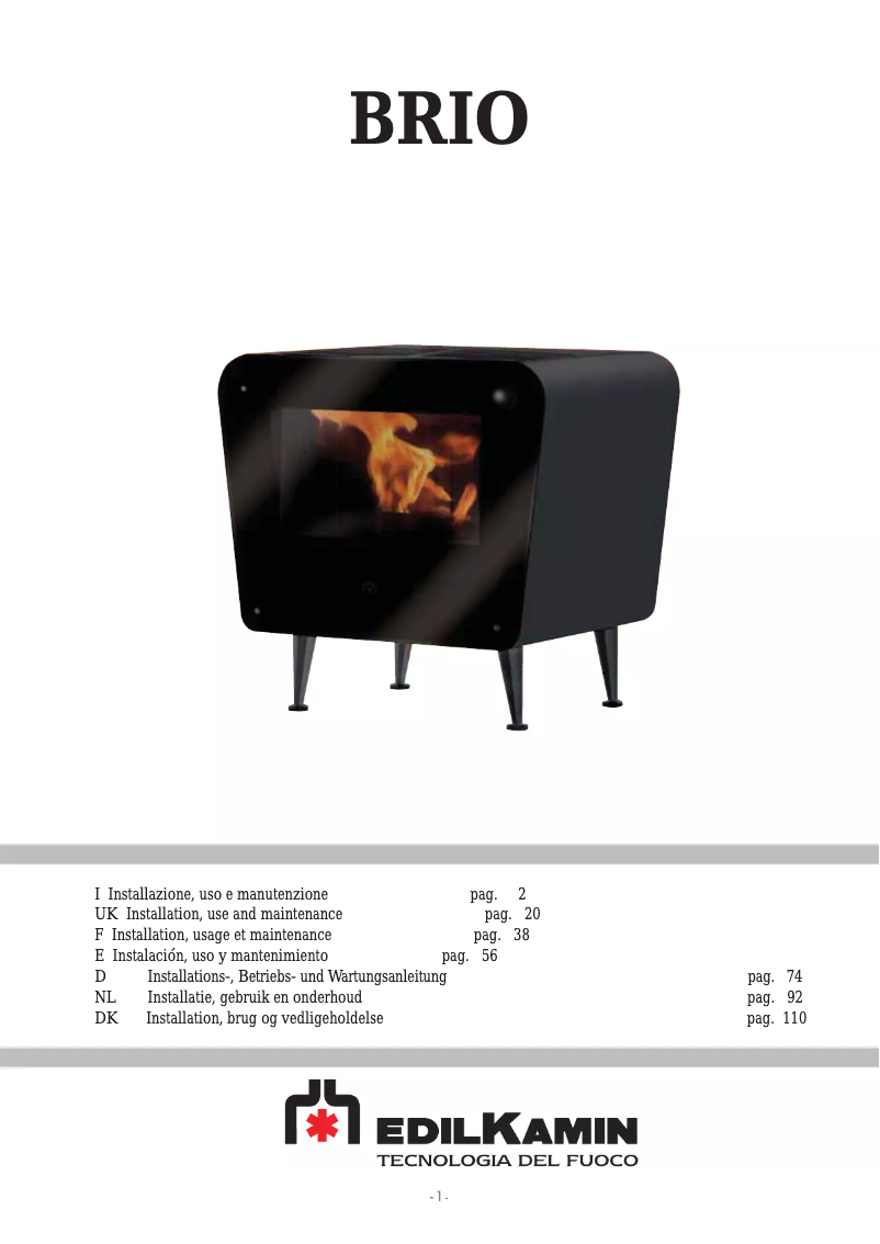 Page 1 de la notice Manuel utilisateur Edilkamin Brio