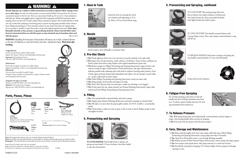 Page n°1 - Manuel utilisateur Chapin 19049