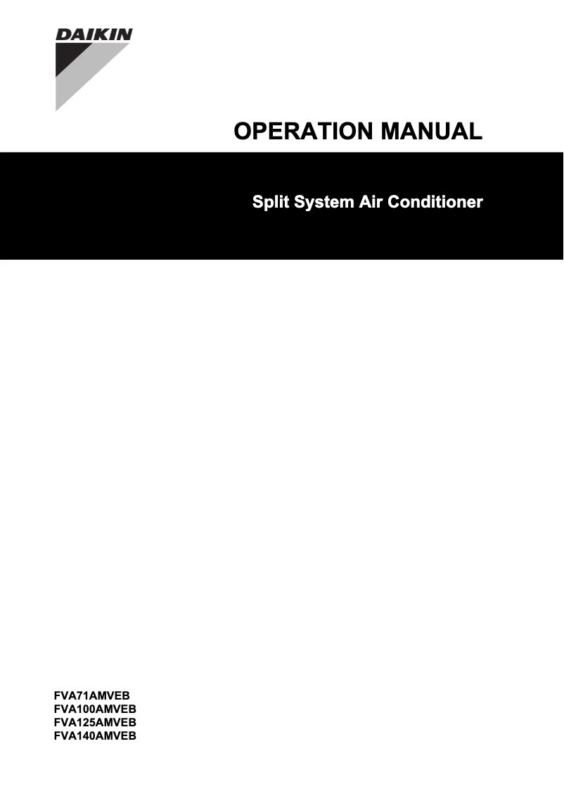Page 1 de la notice Manuel utilisateur Daikin FVA125AMVEB