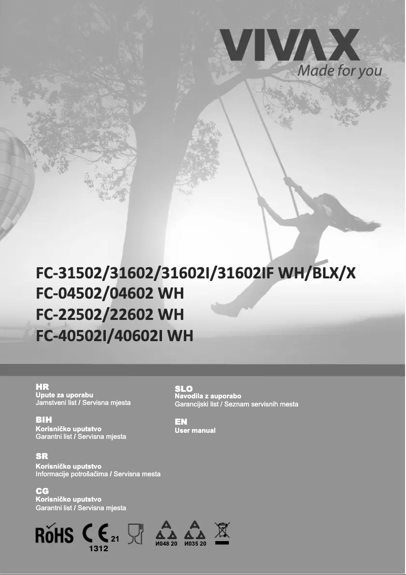 Page 1 de la notice Manuel utilisateur Vivax FC-31602I WH