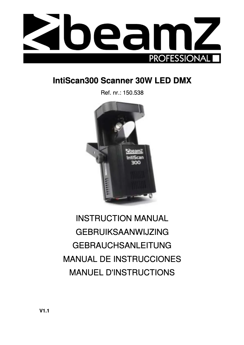 Page n°1 - Manuel utilisateur BeamZ IntiScan 300 150.538