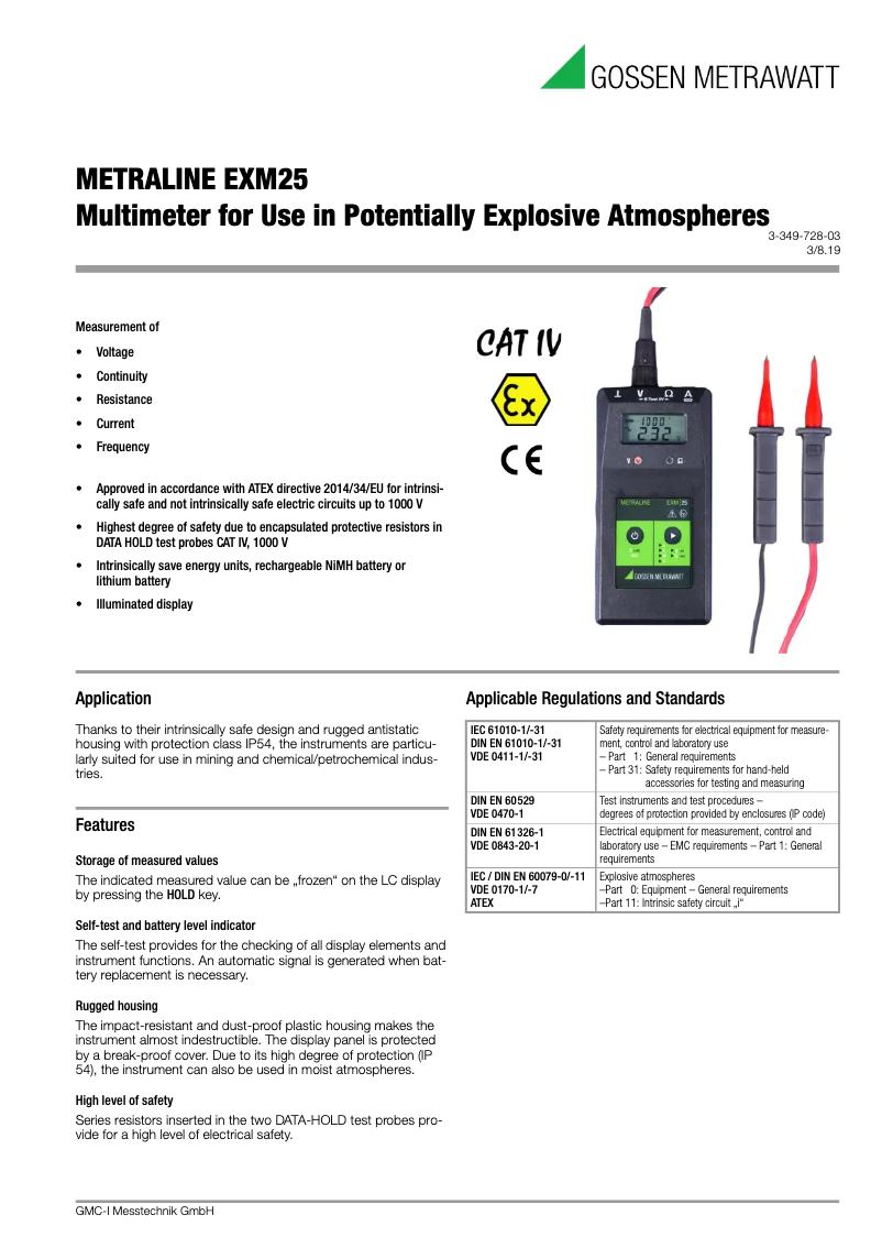 Image de la première page du manuel de l'appareil METRALINE EXM25