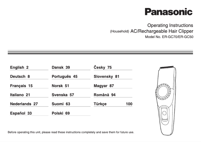 Página 1 del manual Manual de usuario Panasonic ER-GC50