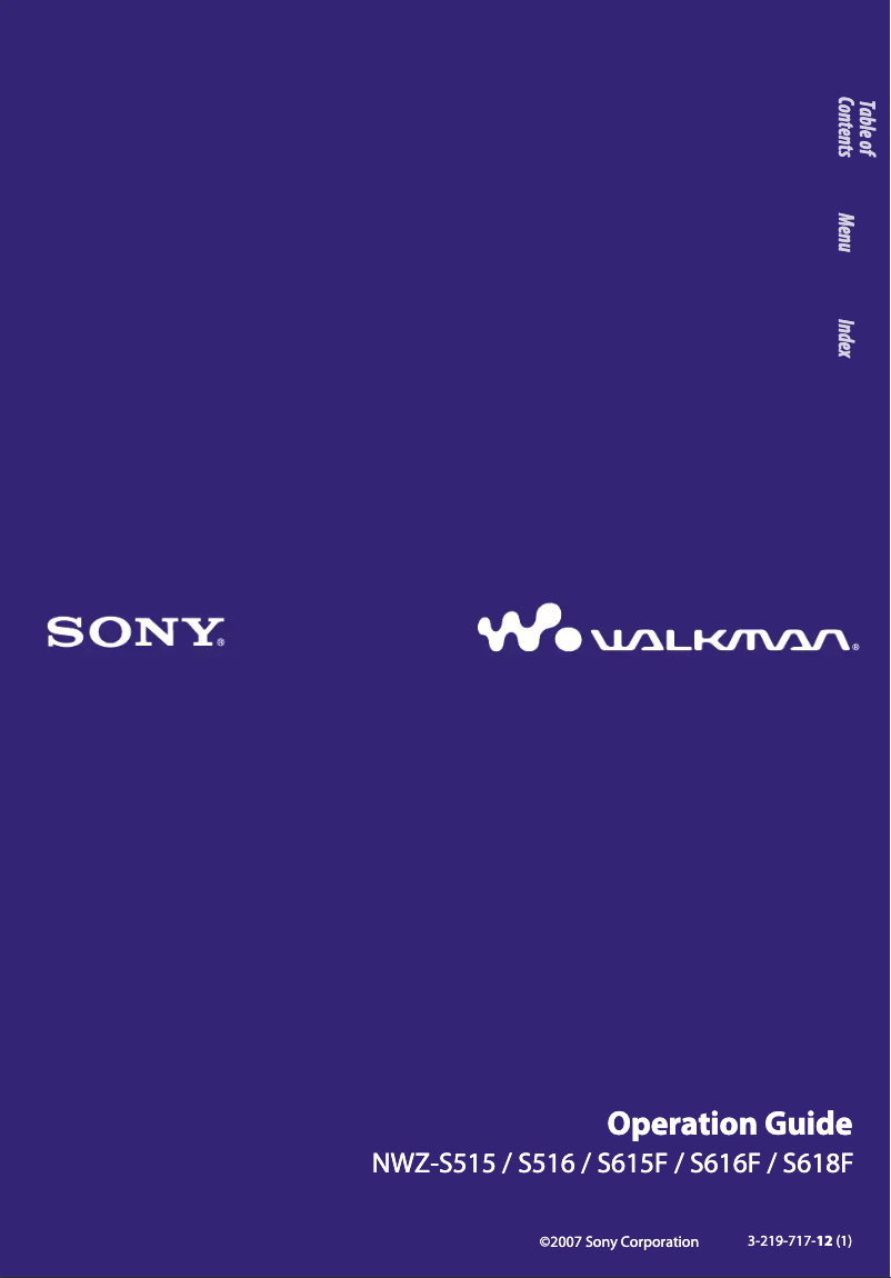 Image de la première page du manuel de l'appareil Walkman NWZ-S615F