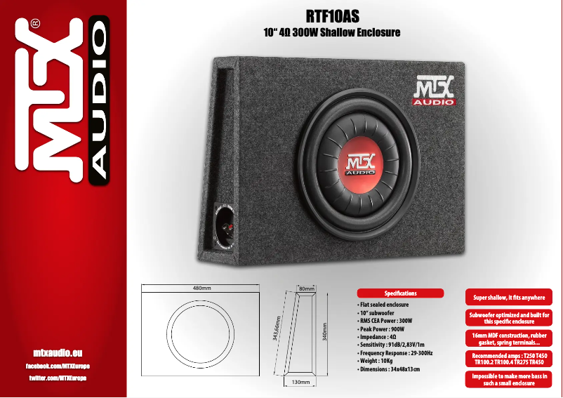Page n°1 - Manuel utilisateur MTX Audio RTF10AS