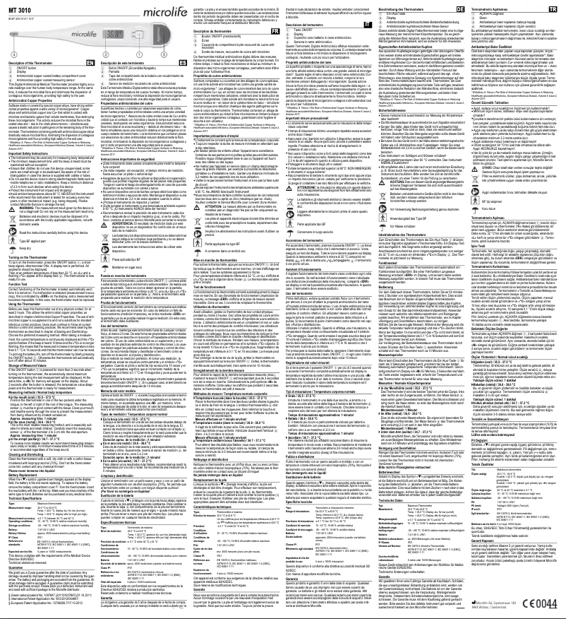 Image de la première page du manuel de l'appareil MT 3010