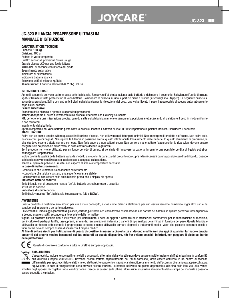 Image de la première page du manuel de l'appareil JC-323