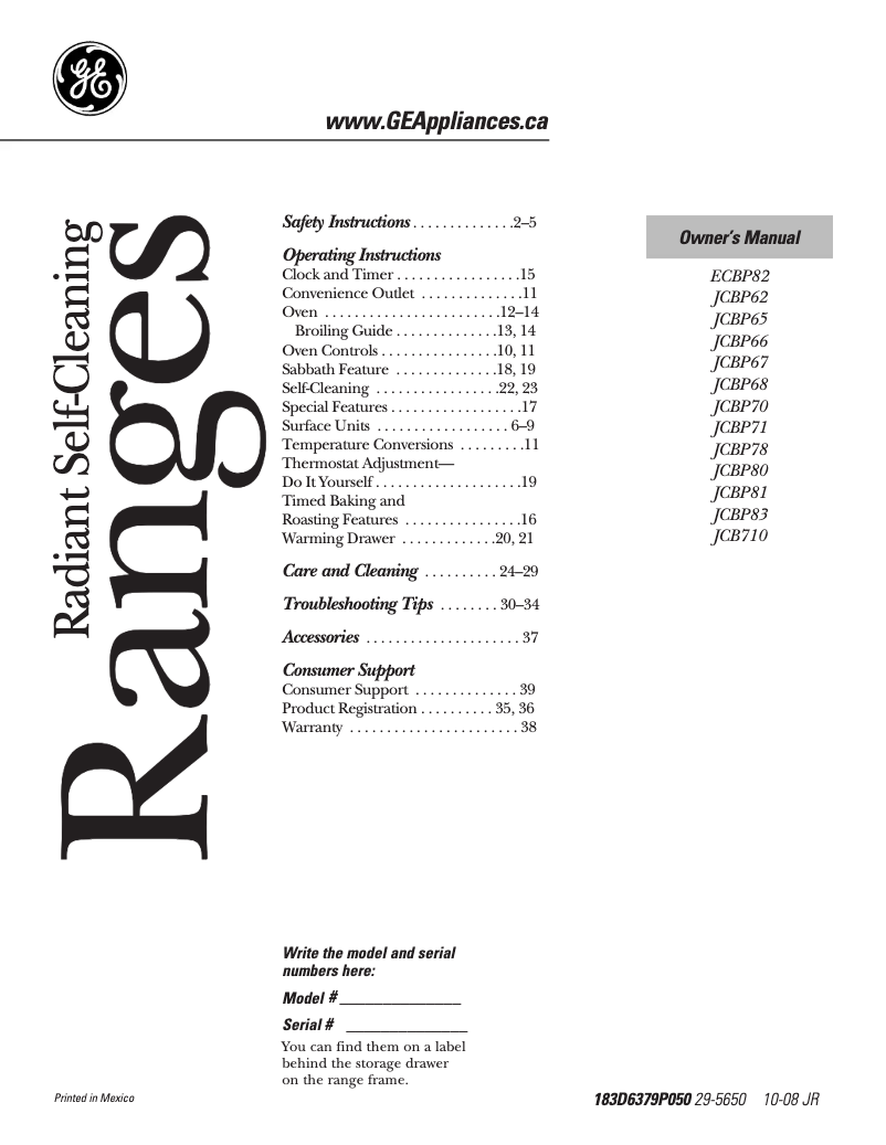 Página 1 del manual Manual de usuario GE JCBP66SPSS