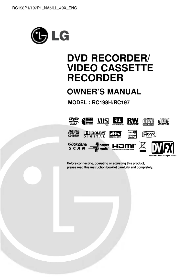 Page n°1 - Manuel utilisateur LG RC198H
