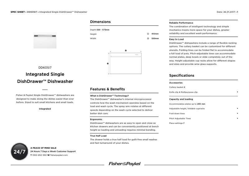 Page n°1 - Fiche technique Fisher & Paykel DD60SI7