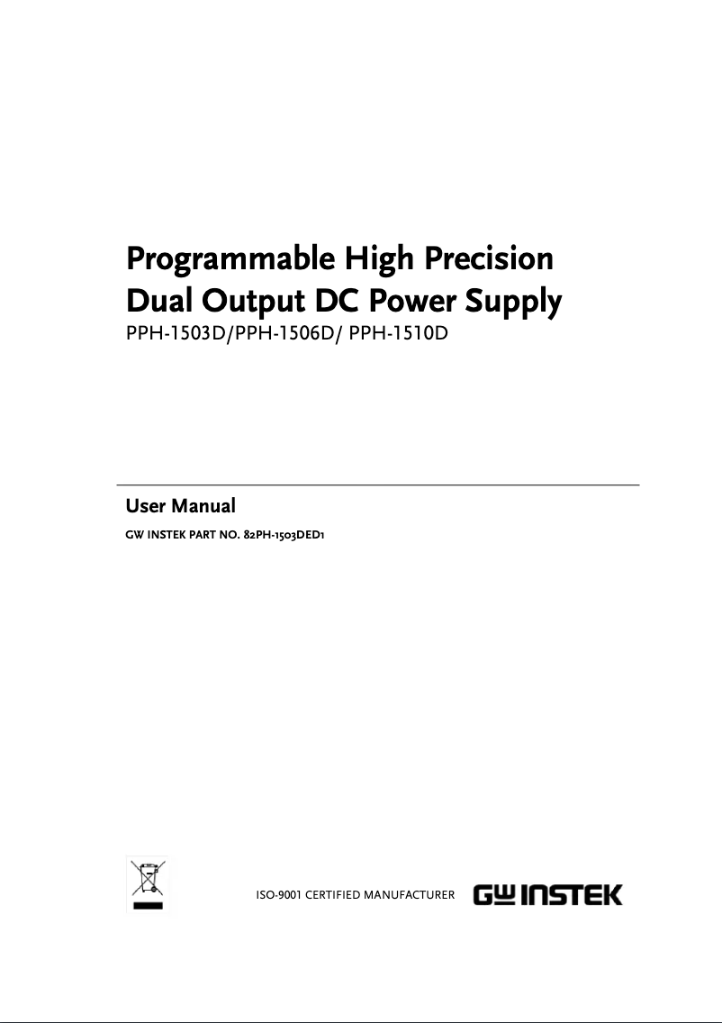 Page n°1 - Manuel utilisateur GW Instek PPH-1506D