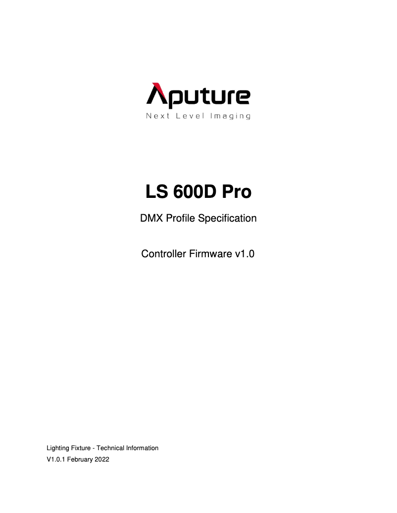 Page 1 of the manual User Manual Aputure LS 600d Pro
