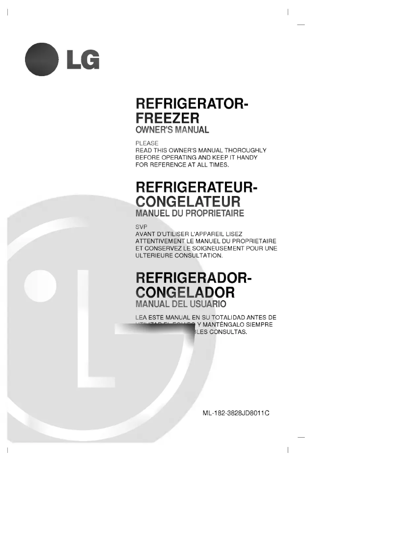 Page n°1 - Manuel utilisateur LG GR-182SVF