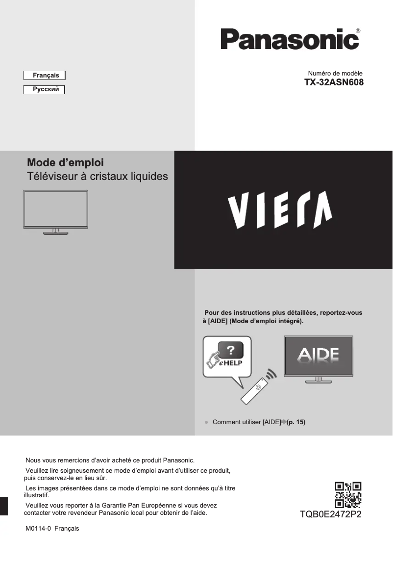 Image de la première page du manuel de l'appareil Viera TX-32ASN608