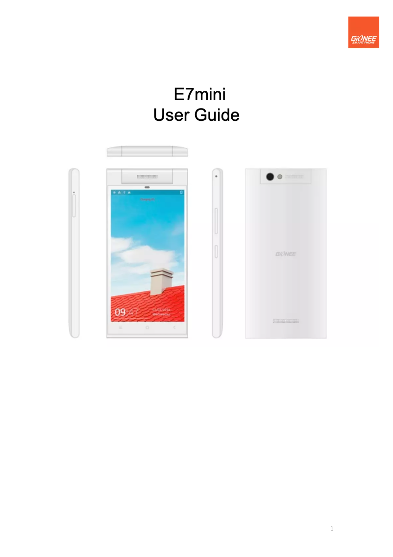 Page n°1 - Manuel utilisateur Gionee Elife E7 Mini
