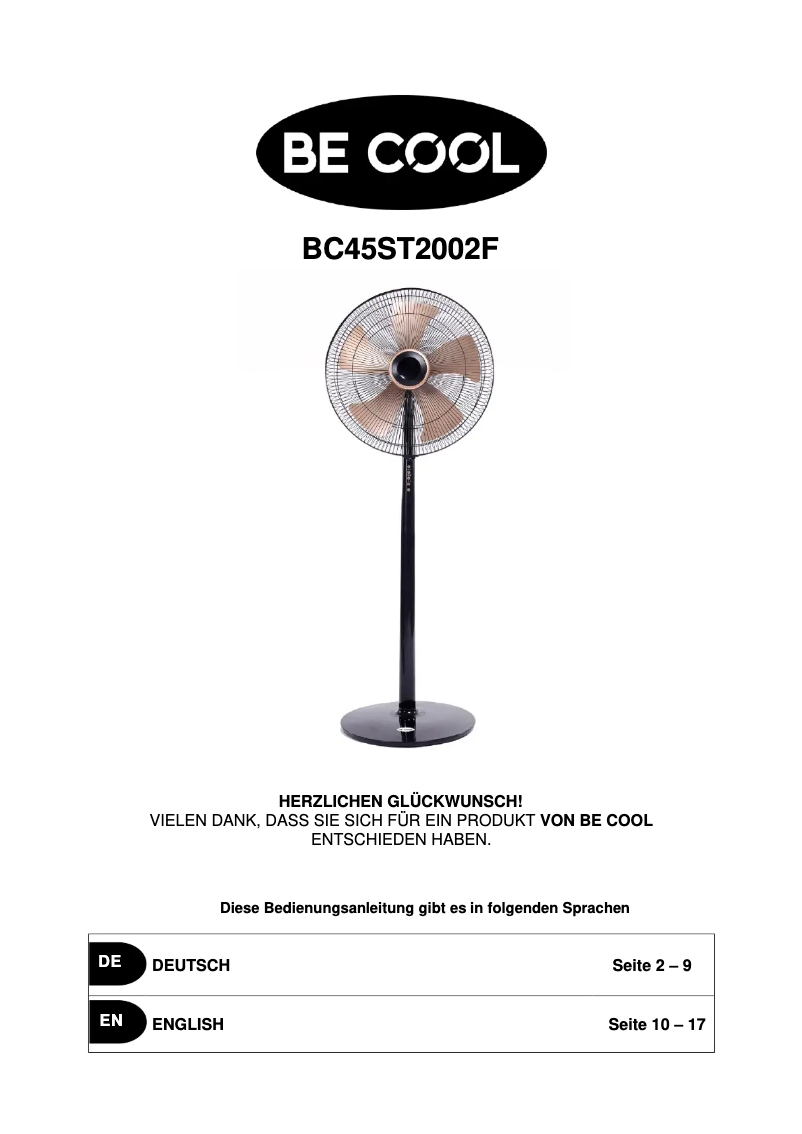 Imagen de la primera página del manual del dispositivo BC45ST2002F