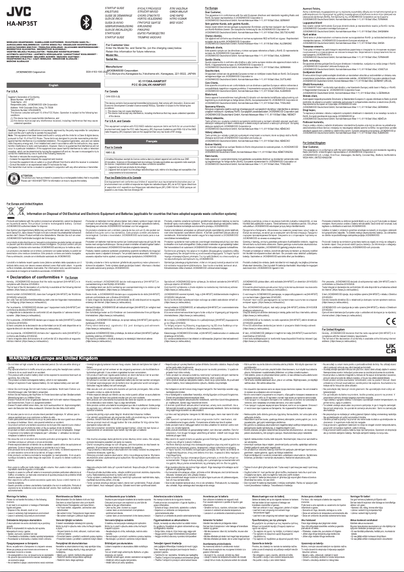 Image de la première page du manuel de l'appareil HA-NP35T