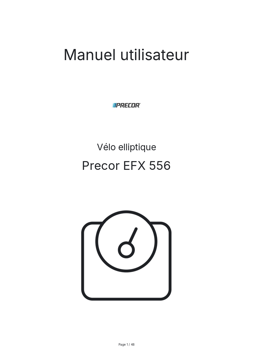 Page n°1 - Manuel utilisateur Precor EFX 556