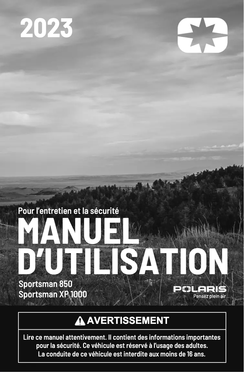 Image de la première page du manuel de l'appareil Sportsman XP 1000 S (2023)