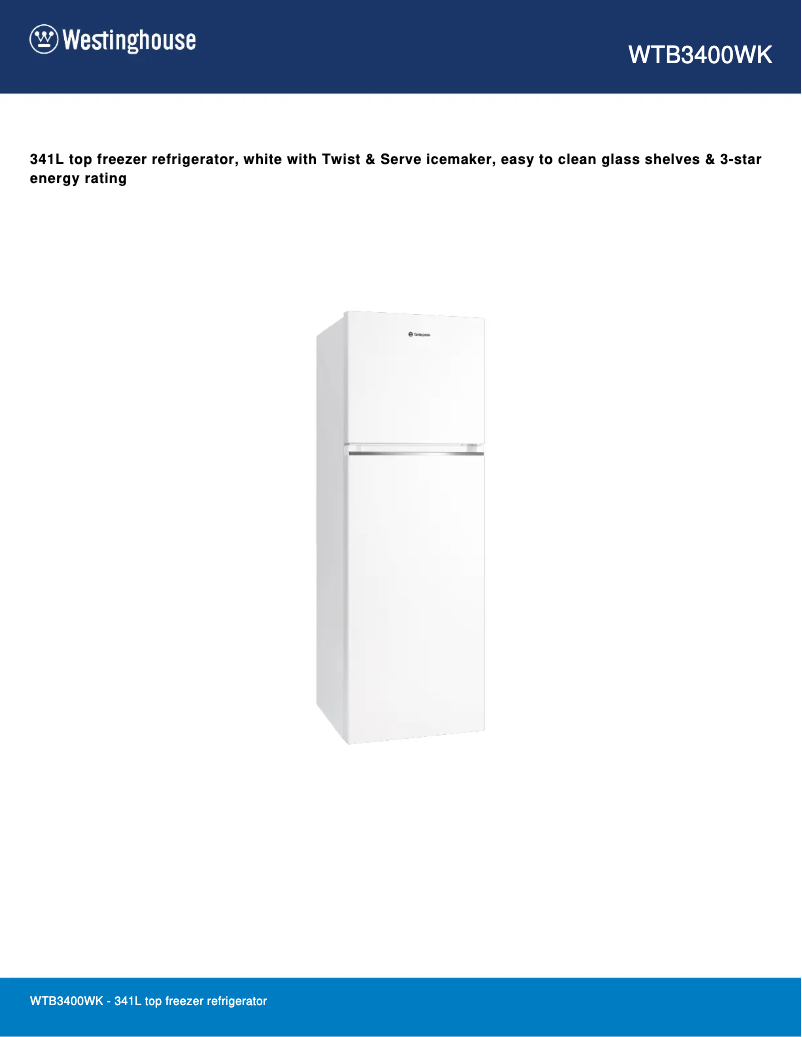 Image de la première page du manuel de l'appareil WTB3400WK