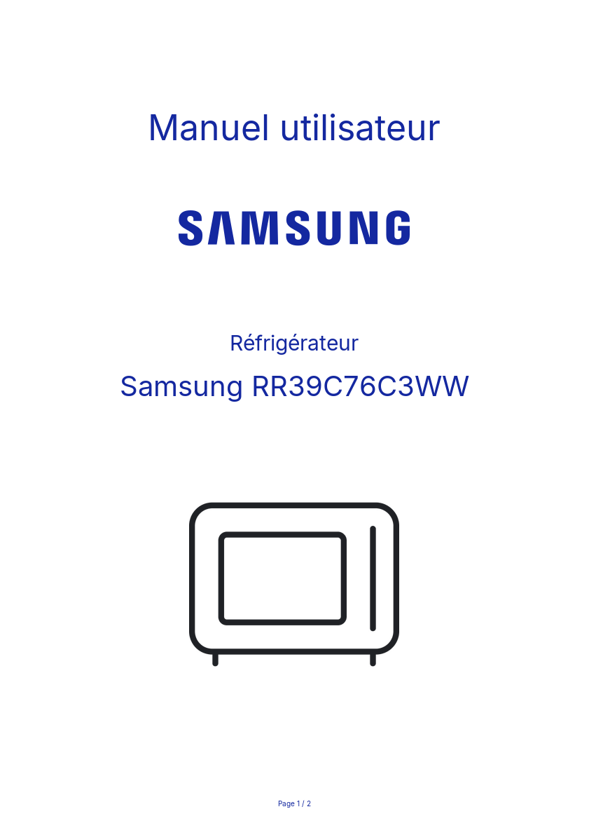 Image de la première page du manuel de l'appareil RR39C76C3WW